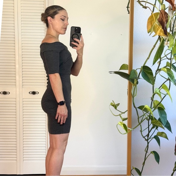 Zara Trafaluc Off Shoulder Crossover Grey Bodycon dress, size small - Picture 5 of 9